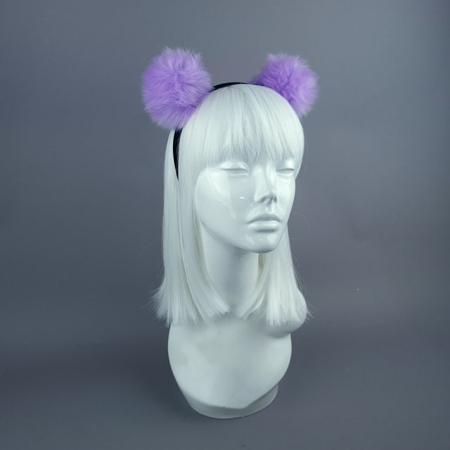 "Teddie" Purple Pompom Ear Headpiece