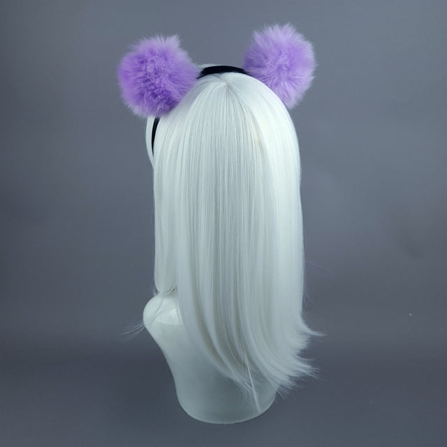 "Teddie" Purple Pompom Ear Headpiece