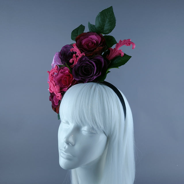 "Fayetta" Pink Rose & Filigree Headdress