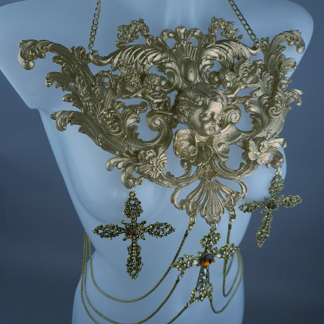 "Divin" Gold Cherub & Filigree Harness Body Jewellery