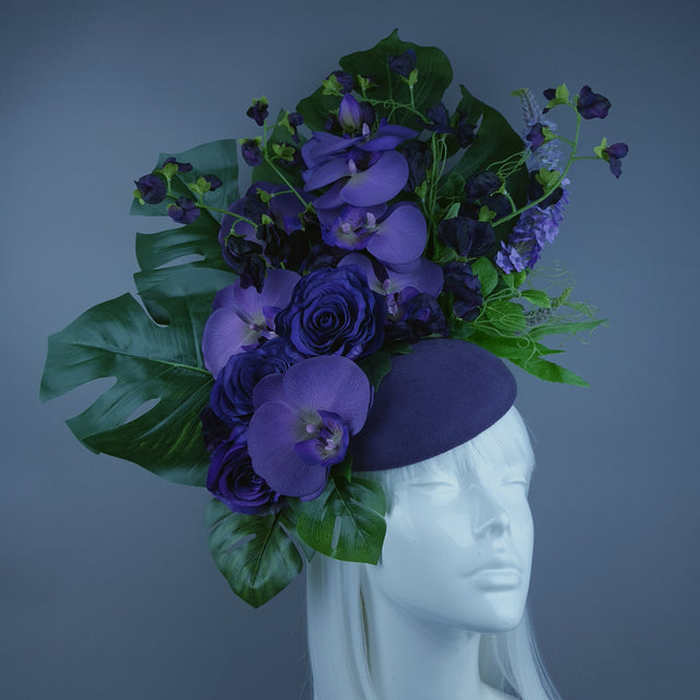 "Kesia" Purple Flower Statement Fascinator Hat