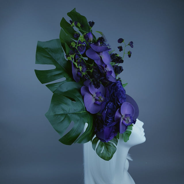 "Kesia" Purple Flower Statement Fascinator Hat