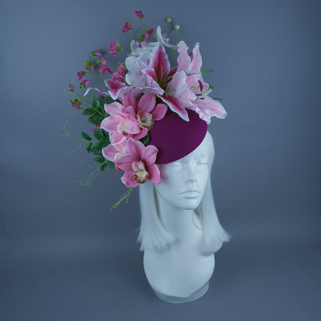 "Karasi" Pink Flower Statement Fascinator Hat