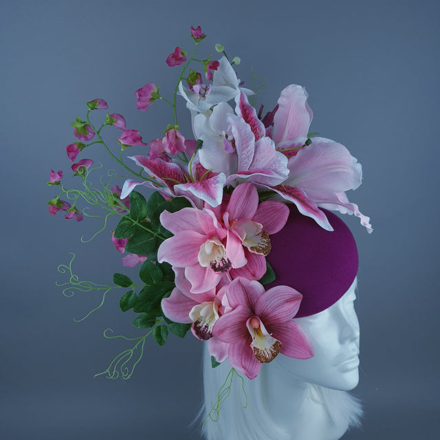 "Karasi" Pink Flower Statement Fascinator Hat