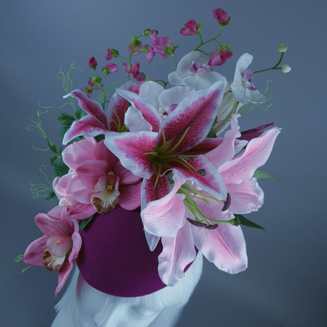 "Karasi" Pink Flower Statement Fascinator Hat