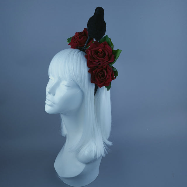 "One For Sorrow" Crow & Red Rose Headdress