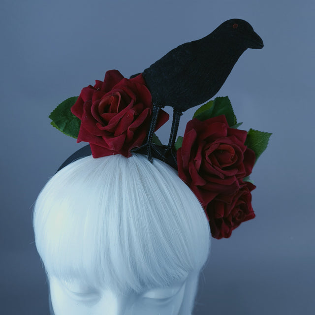"One For Sorrow" Crow & Red Rose Headdress
