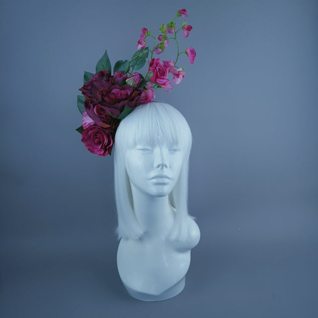 "Trista" Pink Rose & Flower Headdress