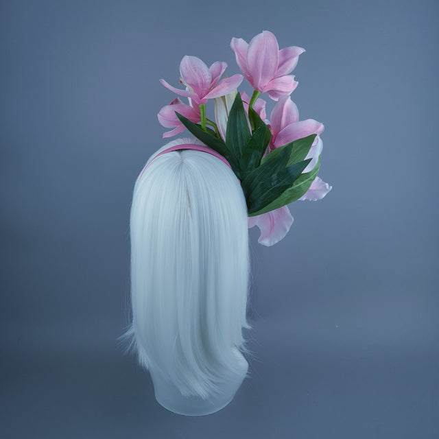 "Hera" Pink Lily & Orchid Flower Headdress