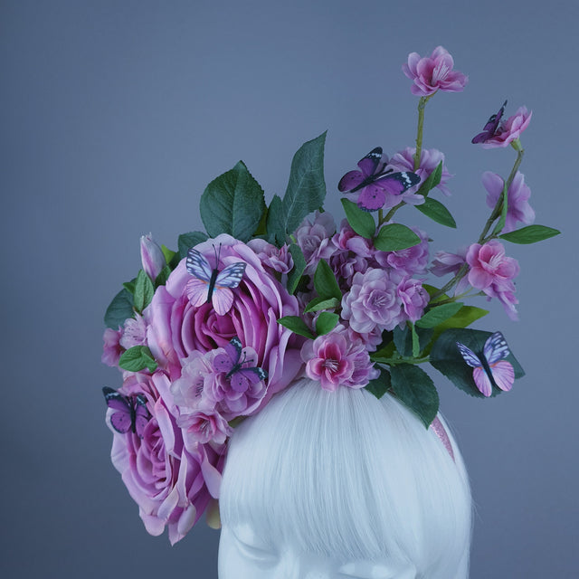 "Morpheus" Pink/Purple Rose Flower Headdress