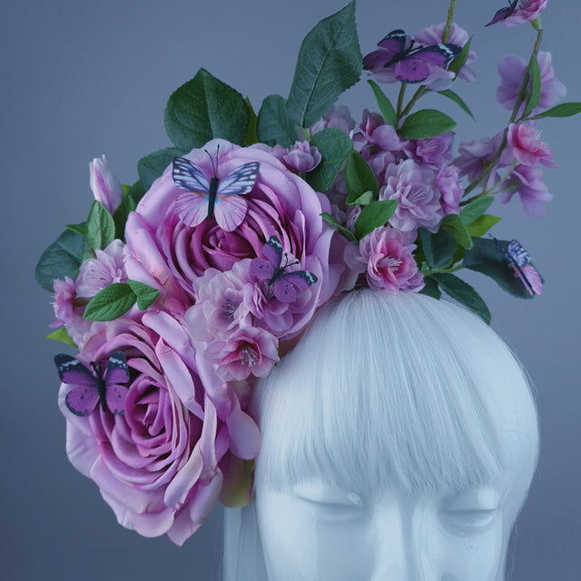 "Morpheus" Pink/Purple Rose Flower Headdress