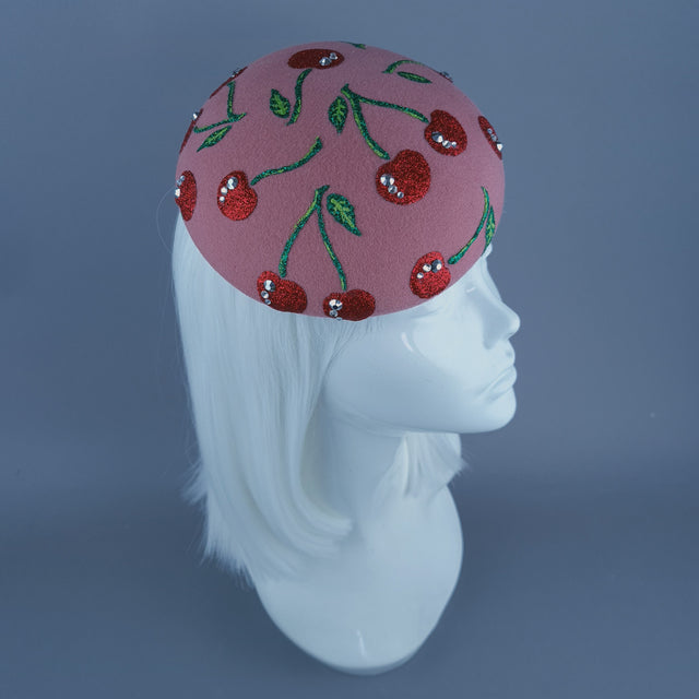 "Cherry Baby" Glitter Cherries Fruit Food Fascinator Hat