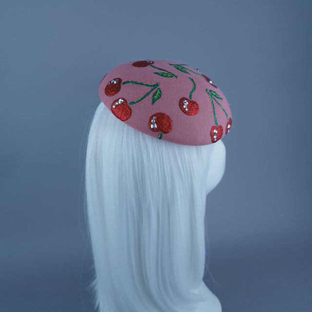 "Cherry Baby" Glitter Cherries Fruit Food Fascinator Hat