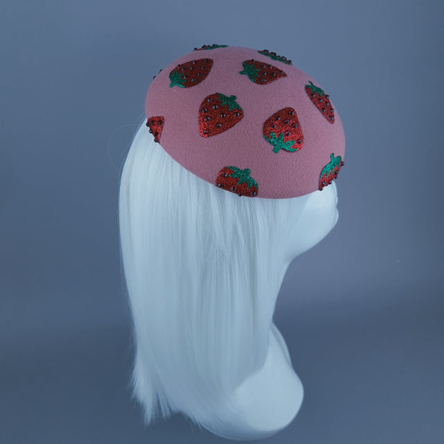 "Berry Sweet" Glitter Strawberry Food Fascinator Hat