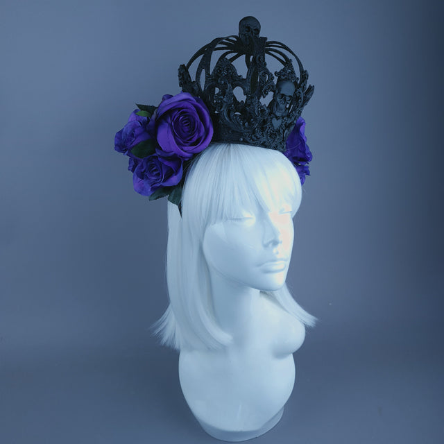 "Adalricus" Purple Rose & Black Filigree Crown Headdress