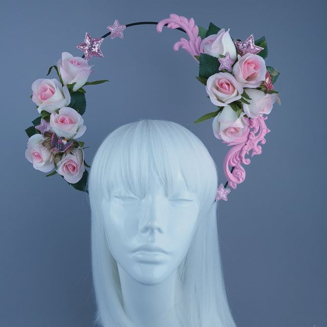 "Grace" Pastel Pink Flower & Filigree Halo