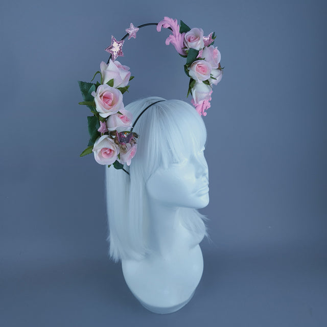 "Grace" Pastel Pink Flower & Filigree Halo