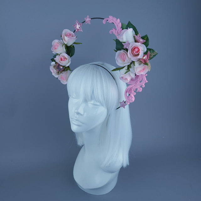 "Grace" Pastel Pink Flower & Filigree Halo