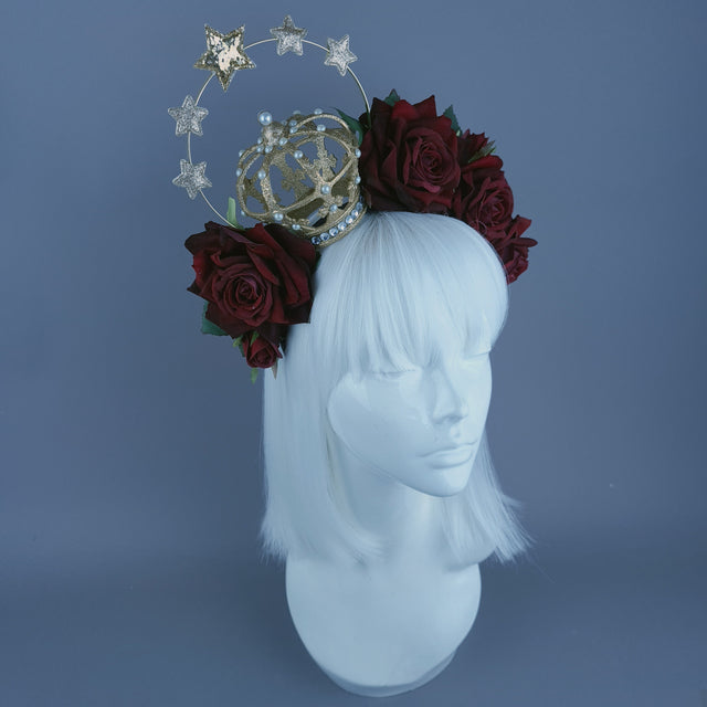 "Ave Maria" Red Rose & Halo Crown Headdress