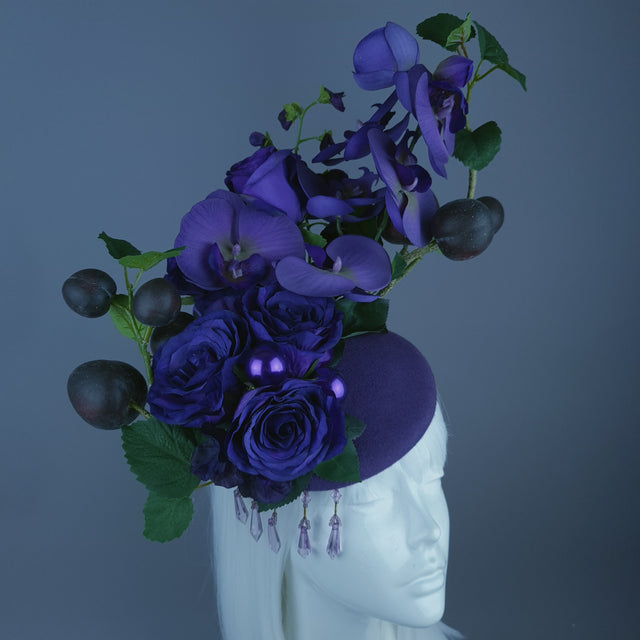 "Summanus" Purple Plum, Pearl & Beading Fascinator