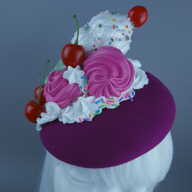 "Yummie" Ice-Cream & Cherries Pink Food Fascinator Hat