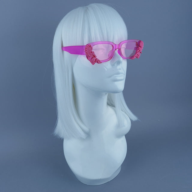 Square Pink Jelly Filigree Sunglasses