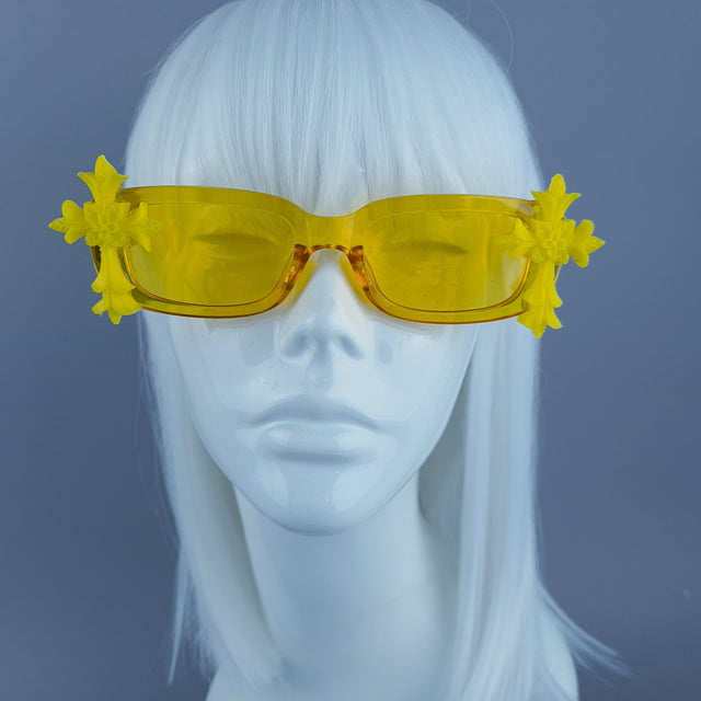 Square Yellow Jelly Cross Sunglasses