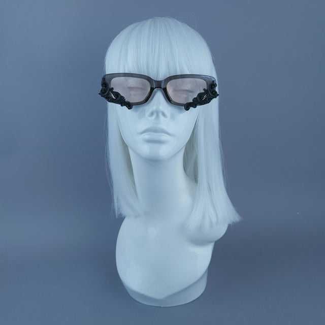Square Grey Jelly Filigree Sunglasses