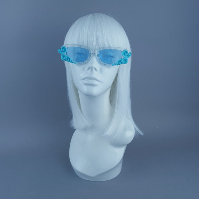 Square Blue Filigree Sunglasses
