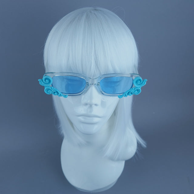 Square Blue Filigree Sunglasses