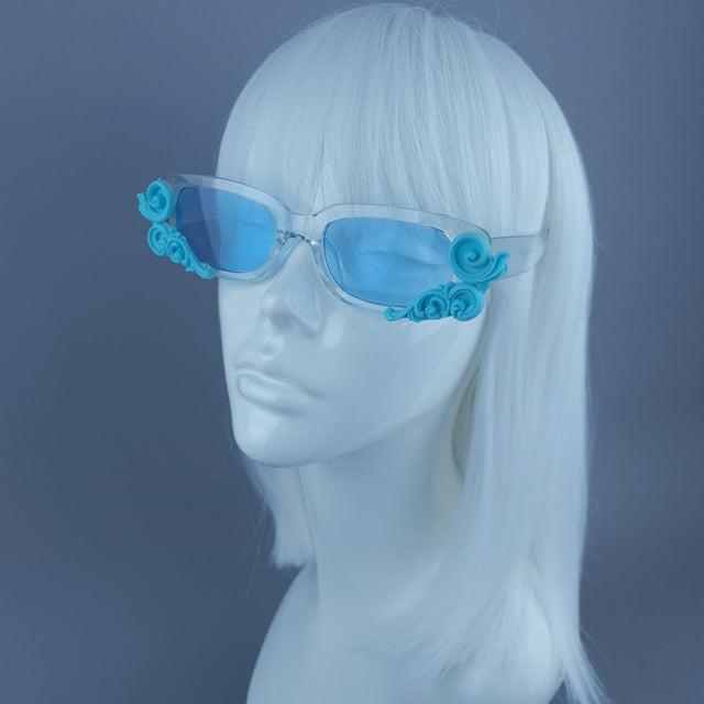 Square Blue Filigree Sunglasses