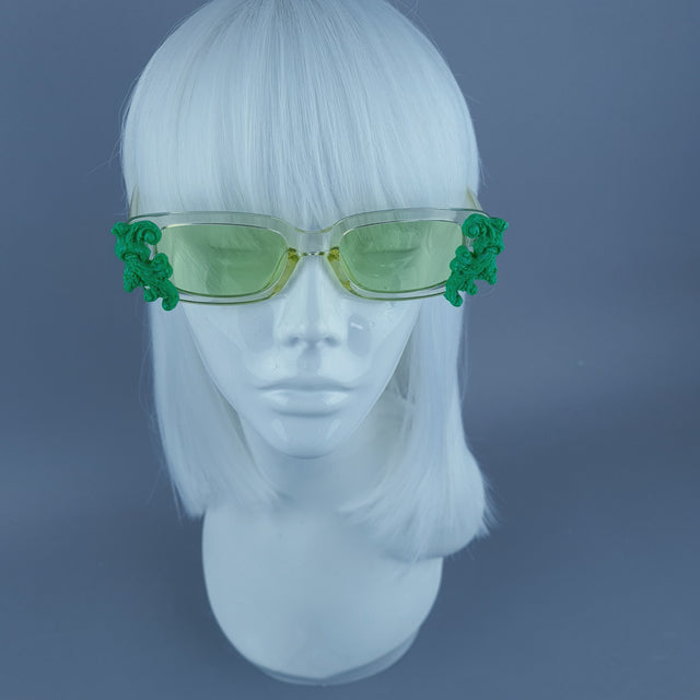 Square Green Filigree Sunglasses