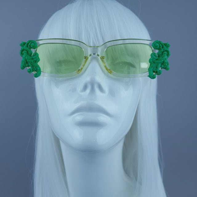 Square Green Filigree Sunglasses