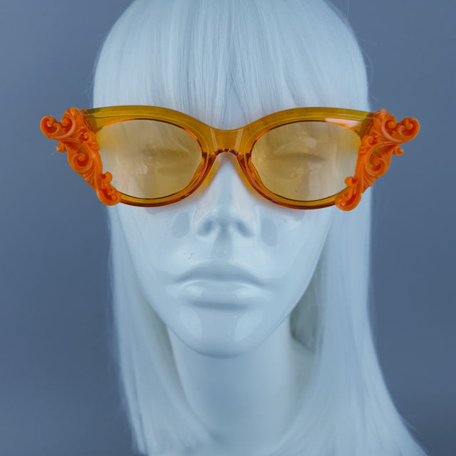 Cat Eye Orange Filigree Sunglasses