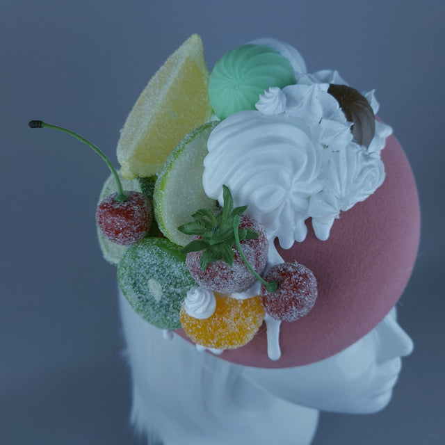 "Sugar Sugar" Sugared Fruit & Cream Pink Food Fascinator Hat
