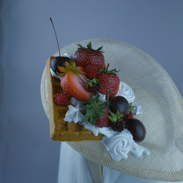 "Fusió" Waffles, Strawberry & Cream Fruit Food Fascinator Hat
