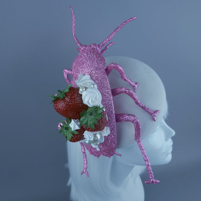 "Pinky" Giant Pink Cockroach Strawberries & Cream Fascinator Hat