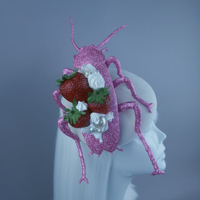 "Pinky" Giant Pink Cockroach Strawberries & Cream Fascinator Hat