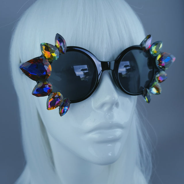 Multi Coloured Diamante Jewel Round Sunglasses