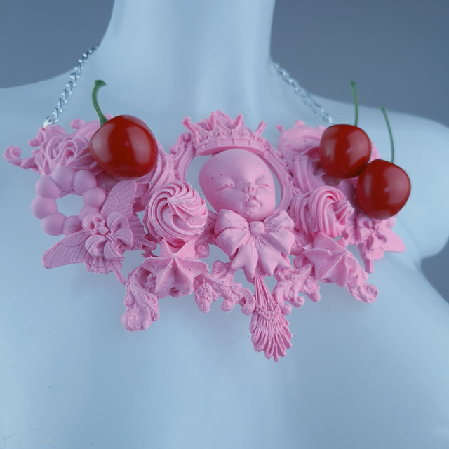 "Kamiko" Pink Doll Cherry Neckpiece