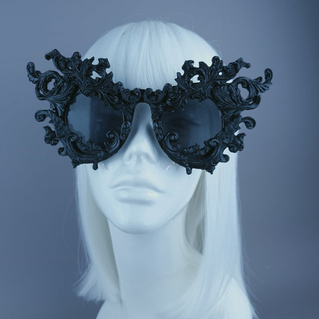 "Sarai" Black Baroque Filigree Sunglasses