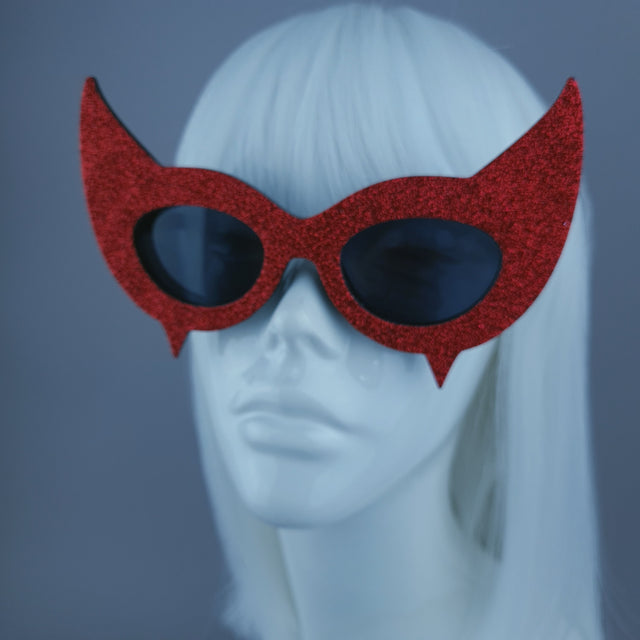"Diablo" Red Glitter Devil Horn Sunglasses
