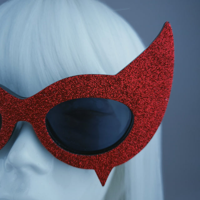 "Diablo" Red Glitter Devil Horn Sunglasses