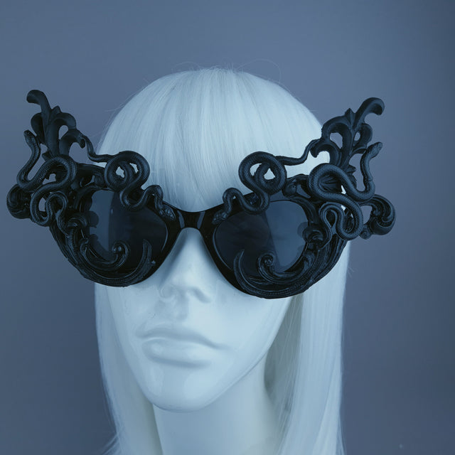 "Tamika" Black Filigree Snake Catseye Sunglasses