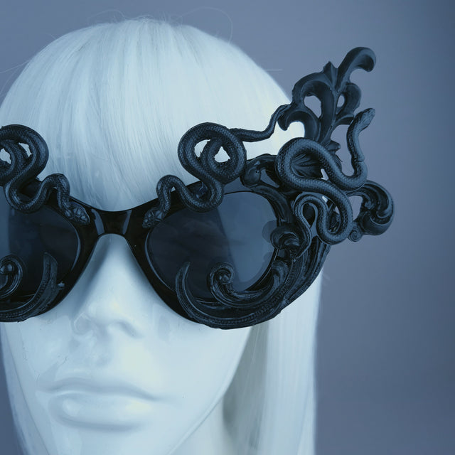 "Tamika" Black Filigree Snake Catseye Sunglasses