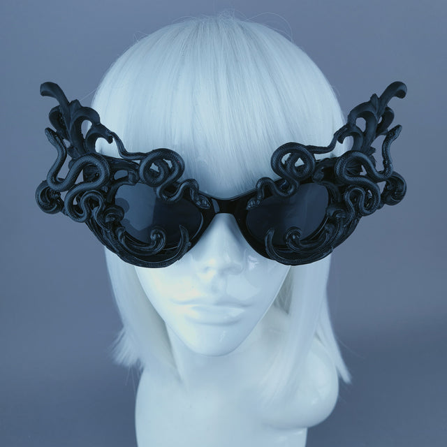 "Tamika" Black Filigree Snake Catseye Sunglasses