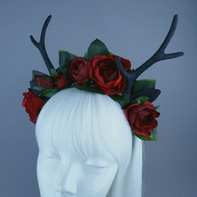 Antler & Red Rose Headdress