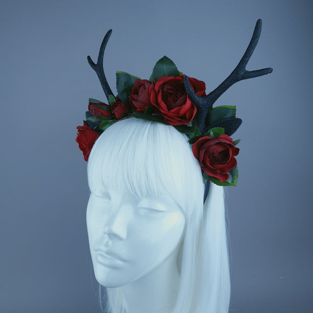 Antler & Red Rose Headdress
