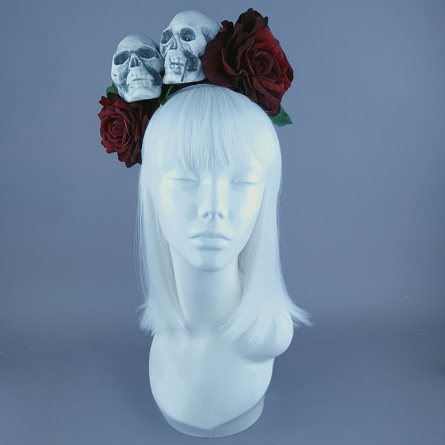Skulls & Red Rose Headdress