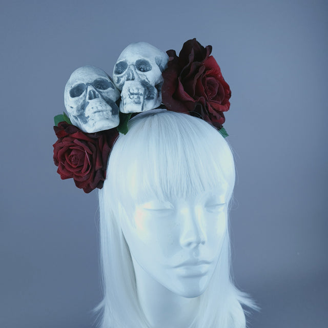 Skulls & Red Rose Headdress